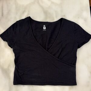 Garage Black V-Neck Crop Top